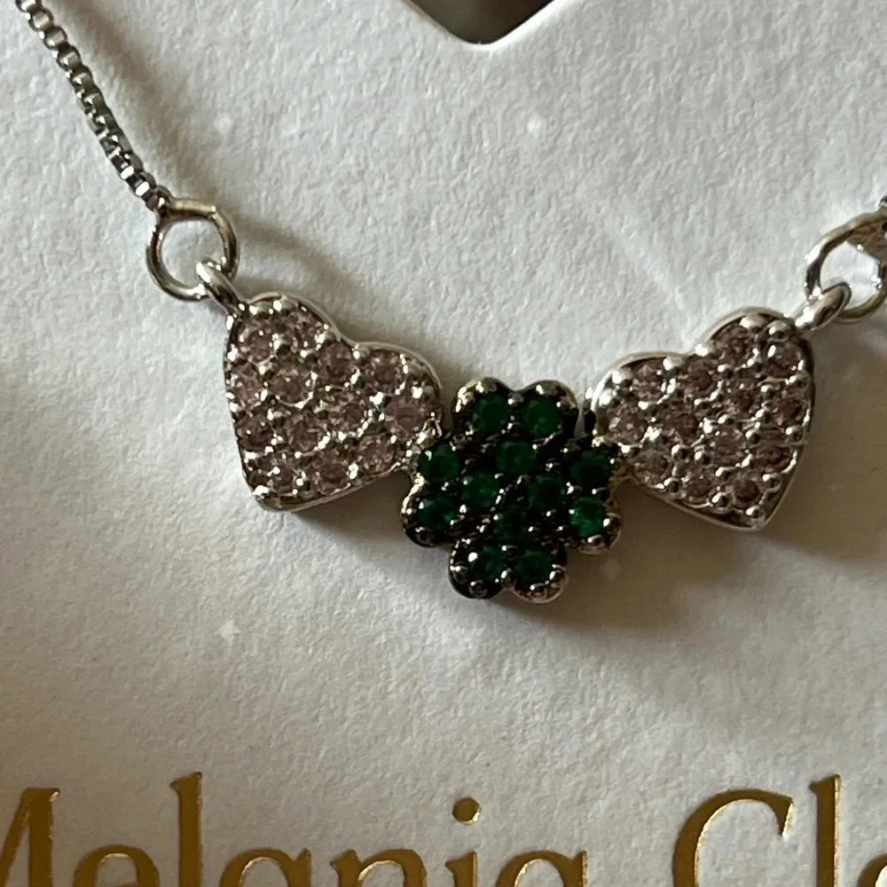 ☘️Melania Clara Oracle Sun necklace shamrock hearts necklace Silver - Picture 2 of 5